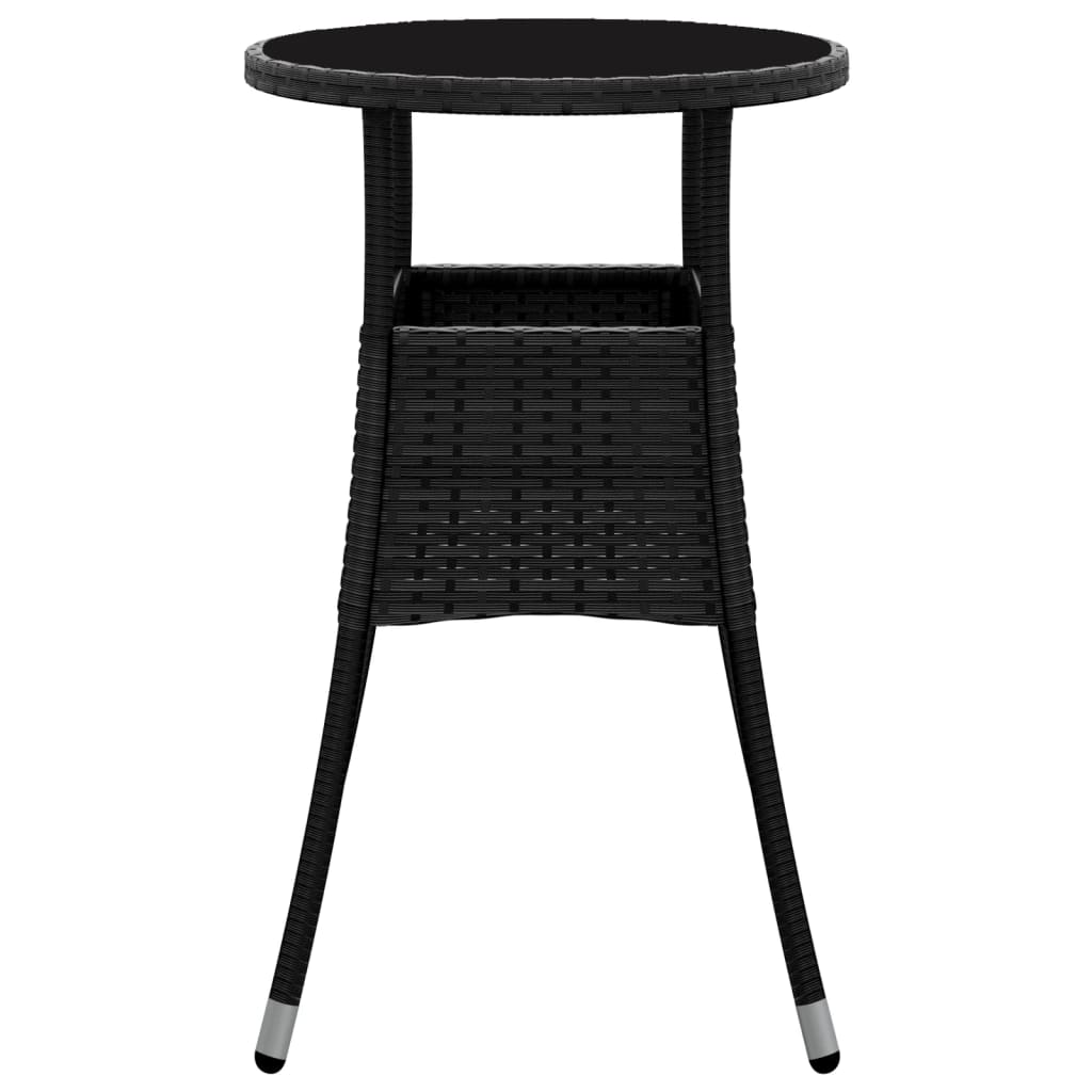 Tuintafel Ø60x75 cm gehard glas en poly rattan zwart is nu te koop bij PeponiXL, paradijselijk wonen!