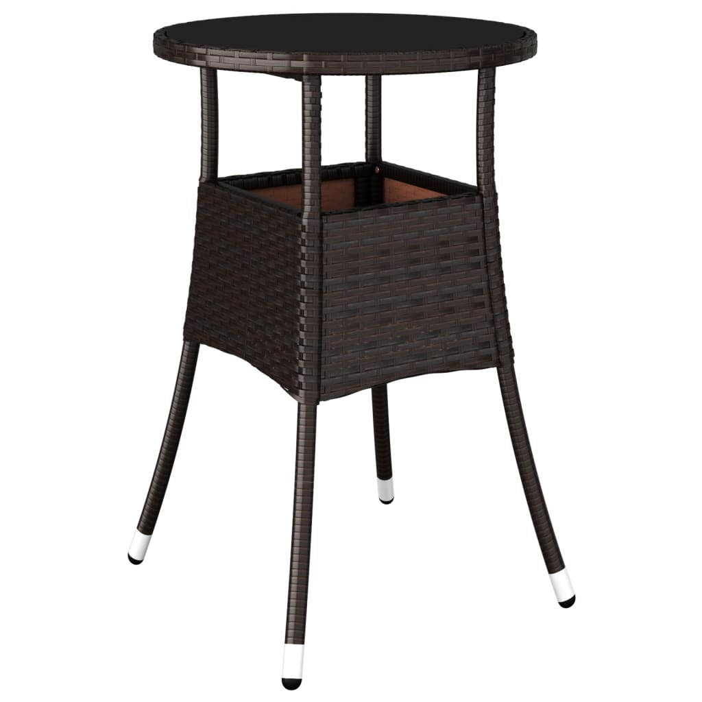 Tuintafel Ø60x75 cm gehard glas en poly rattan bruin is nu te koop bij PeponiXL, paradijselijk wonen!