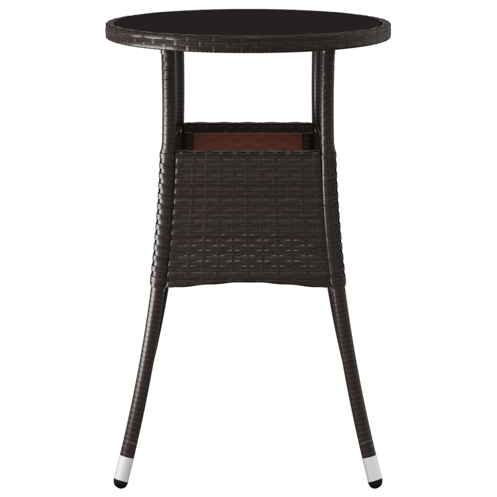 Tuintafel Ø60x75 cm gehard glas en poly rattan bruin is nu te koop bij PeponiXL, paradijselijk wonen!