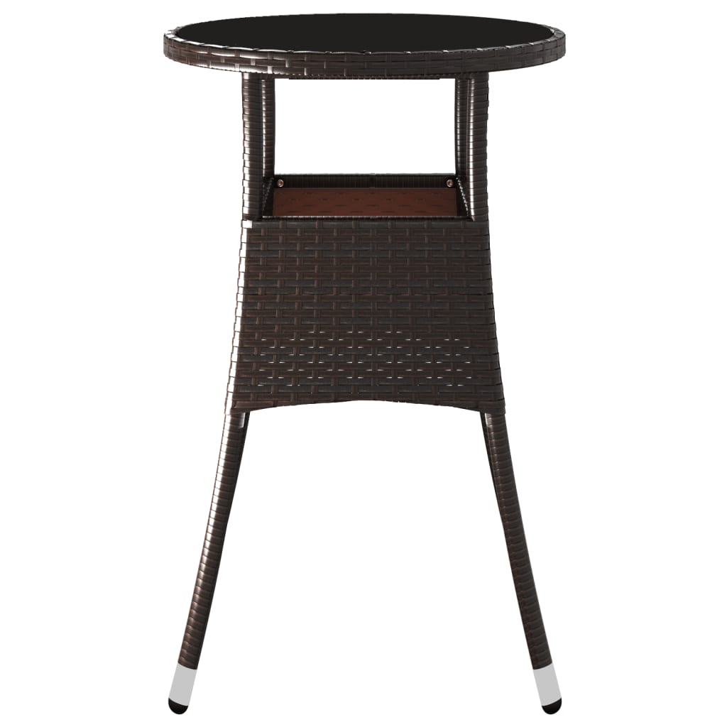 Tuintafel Ø60x75 cm gehard glas en poly rattan bruin is nu te koop bij PeponiXL, paradijselijk wonen!
