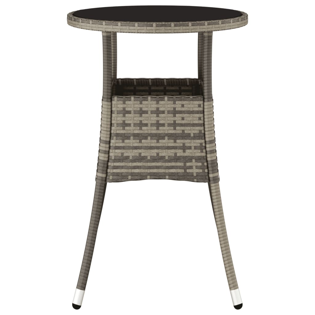 Tuintafel Ø60x75 cm gehard glas en poly rattan grijs is nu te koop bij PeponiXL, paradijselijk wonen!