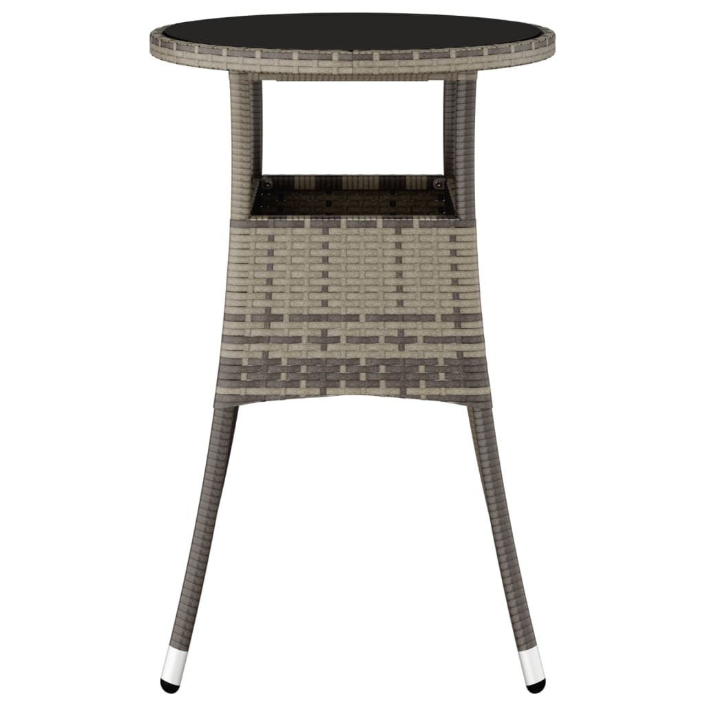 Tuintafel Ø60x75 cm gehard glas en poly rattan grijs is nu te koop bij PeponiXL, paradijselijk wonen!