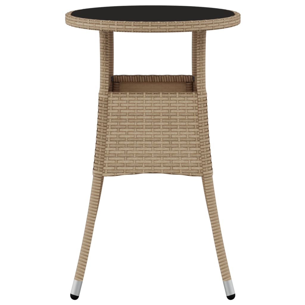 Tuintafel Ø60x75 cm gehard glas en poly rattan beige is nu te koop bij PeponiXL, paradijselijk wonen!