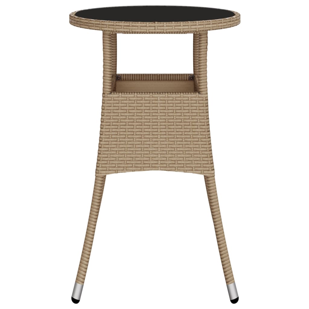 Tuintafel Ø60x75 cm gehard glas en poly rattan beige is nu te koop bij PeponiXL, paradijselijk wonen!