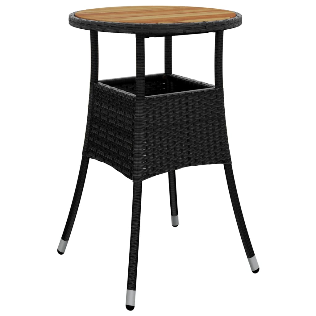 Tuintafel Ø60x75 cm acaciahout en poly rattan zwart is nu te koop bij PeponiXL, paradijselijk wonen!