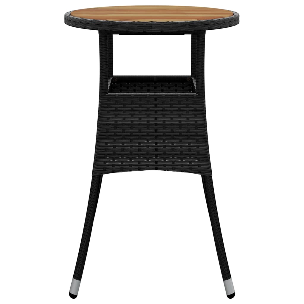 Tuintafel Ø60x75 cm acaciahout en poly rattan zwart is nu te koop bij PeponiXL, paradijselijk wonen!