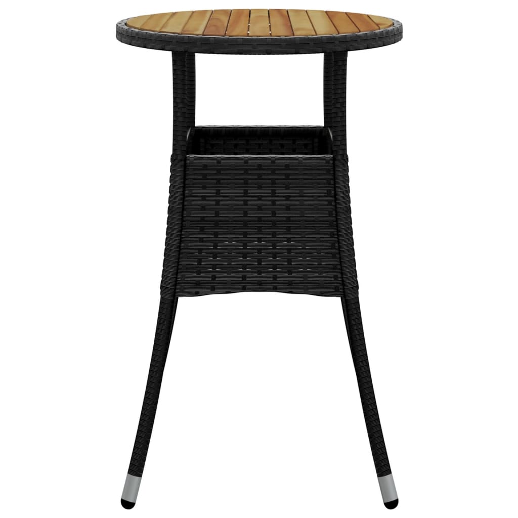 Tuintafel Ø60x75 cm acaciahout en poly rattan zwart is nu te koop bij PeponiXL, paradijselijk wonen!