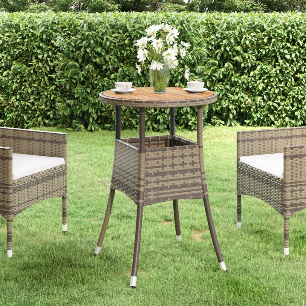 Tuintafel Ø60x75 cm acaciahout en poly rattan grijs is nu te koop bij PeponiXL, paradijselijk wonen!