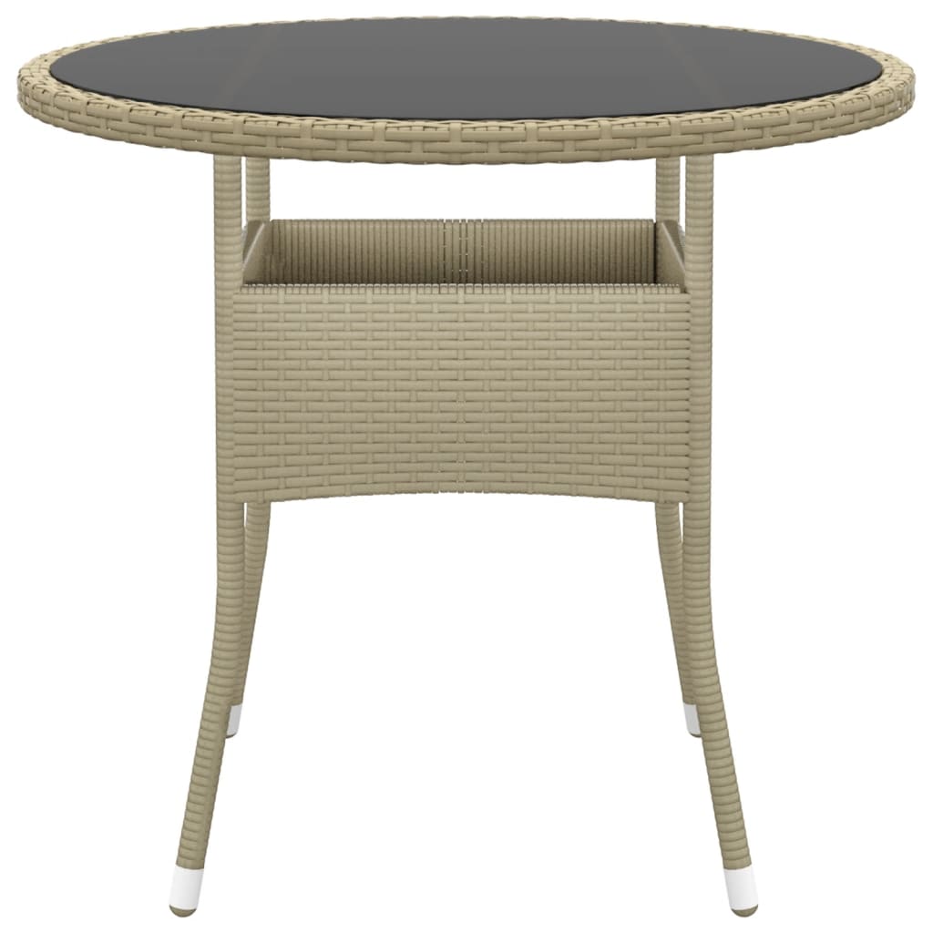 Tuintafel Ø80x75 cm gehard glas en poly rattan beige is nu te koop bij PeponiXL, paradijselijk wonen!