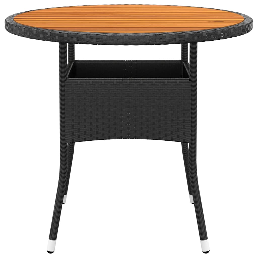 Tuintafel Ø80x75 cm acaciahout en poly rattan zwart is nu te koop bij PeponiXL, paradijselijk wonen!