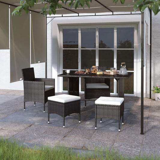 4-delige Tuinstoel- en voetenbankset rattan zwart is nu te koop bij PeponiXL, paradijselijk wonen!