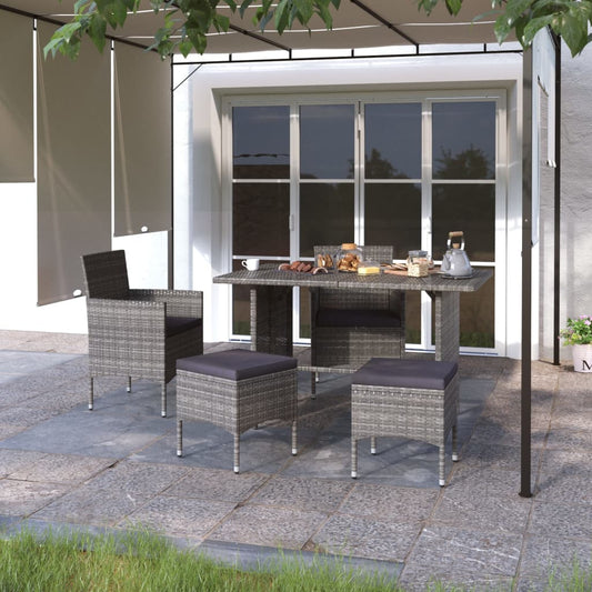 4-delige Tuinstoelen- en voetenbankenset poly rattan grijs is nu te koop bij PeponiXL, paradijselijk wonen!