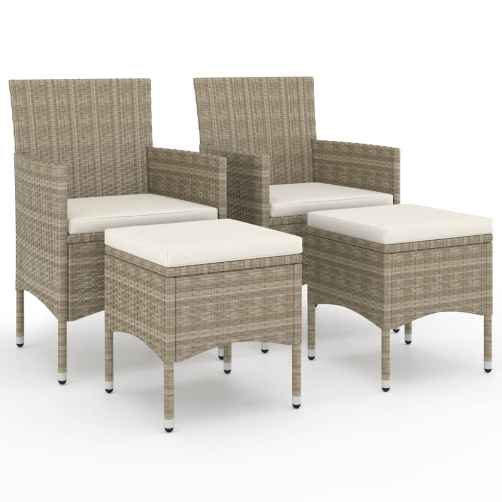 4-delige Tuinstoelen- en voetenbankenset poly rattan beige is nu te koop bij PeponiXL, paradijselijk wonen!