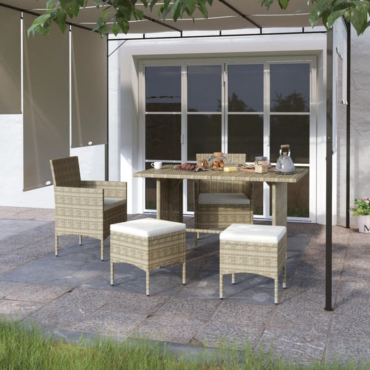 4-delige Tuinstoelen- en voetenbankenset poly rattan beige is nu te koop bij PeponiXL, paradijselijk wonen!