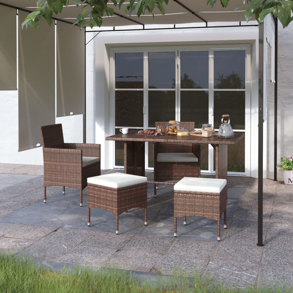 4-delige Tuinstoelen- en voetenbankenset poly rattan bruin is nu te koop bij PeponiXL, paradijselijk wonen!