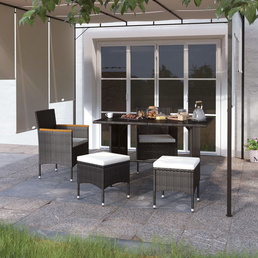 4-delige Tuinstoel- en voetenbankset poly rattan zwart is nu te koop bij PeponiXL, paradijselijk wonen!