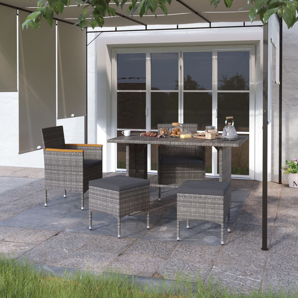 4-delige Tuinstoelen- en voetenbankenset poly rattan grijs is nu te koop bij PeponiXL, paradijselijk wonen!