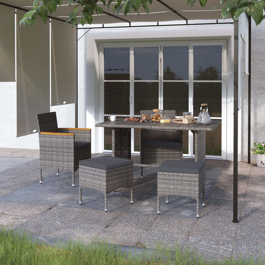 4-delige Tuinstoelen- en voetenbankenset poly rattan grijs is nu te koop bij PeponiXL, paradijselijk wonen!