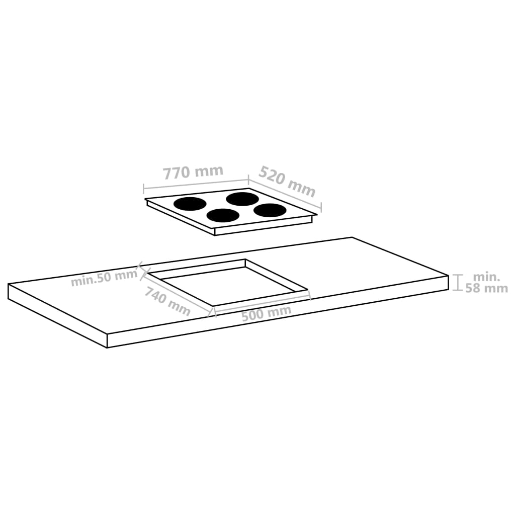 Inductiekookplaat 4 zones aanraakbediening 7000 W 77 cm glas is nu te koop bij PeponiXL, paradijselijk wonen!