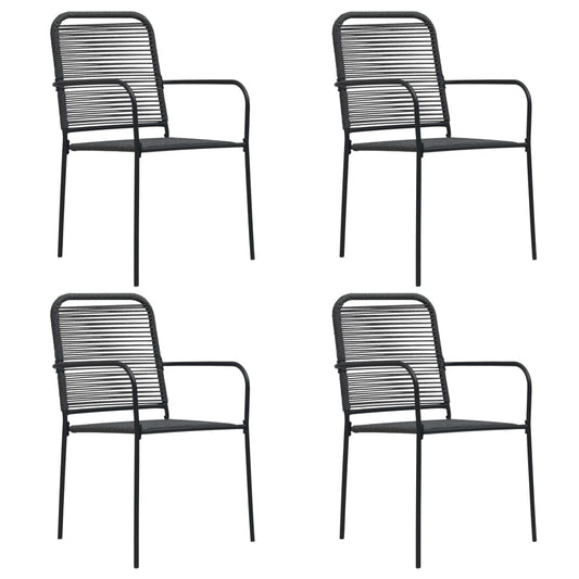 Tuinstoelen 4 st katoenen touw en staal zwart is nu te koop bij PeponiXL, paradijselijk wonen!