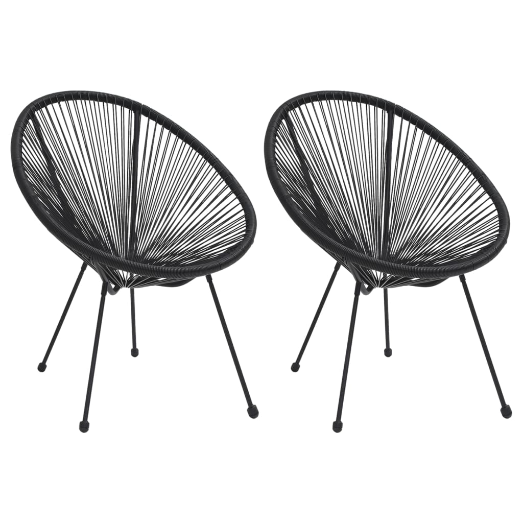 Maanstoelen 2 st rattan zwart is nu te koop bij PeponiXL, paradijselijk wonen!