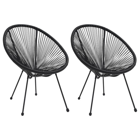 Maanstoelen 2 st rattan zwart is nu te koop bij PeponiXL, paradijselijk wonen!