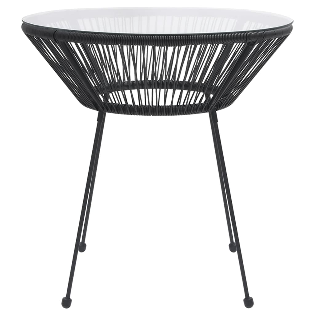 Tuintafel Ø70x74 cm rattan en glas zwart is nu te koop bij PeponiXL, paradijselijk wonen!