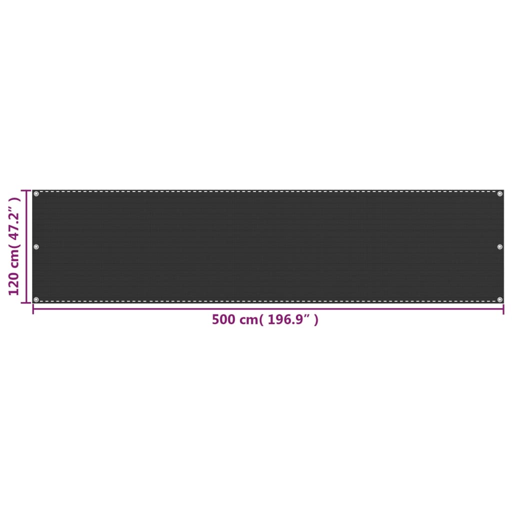 Balkonscherm 120x500 cm HDPE antracietkleurig is nu te koop bij PeponiXL, paradijselijk wonen!
