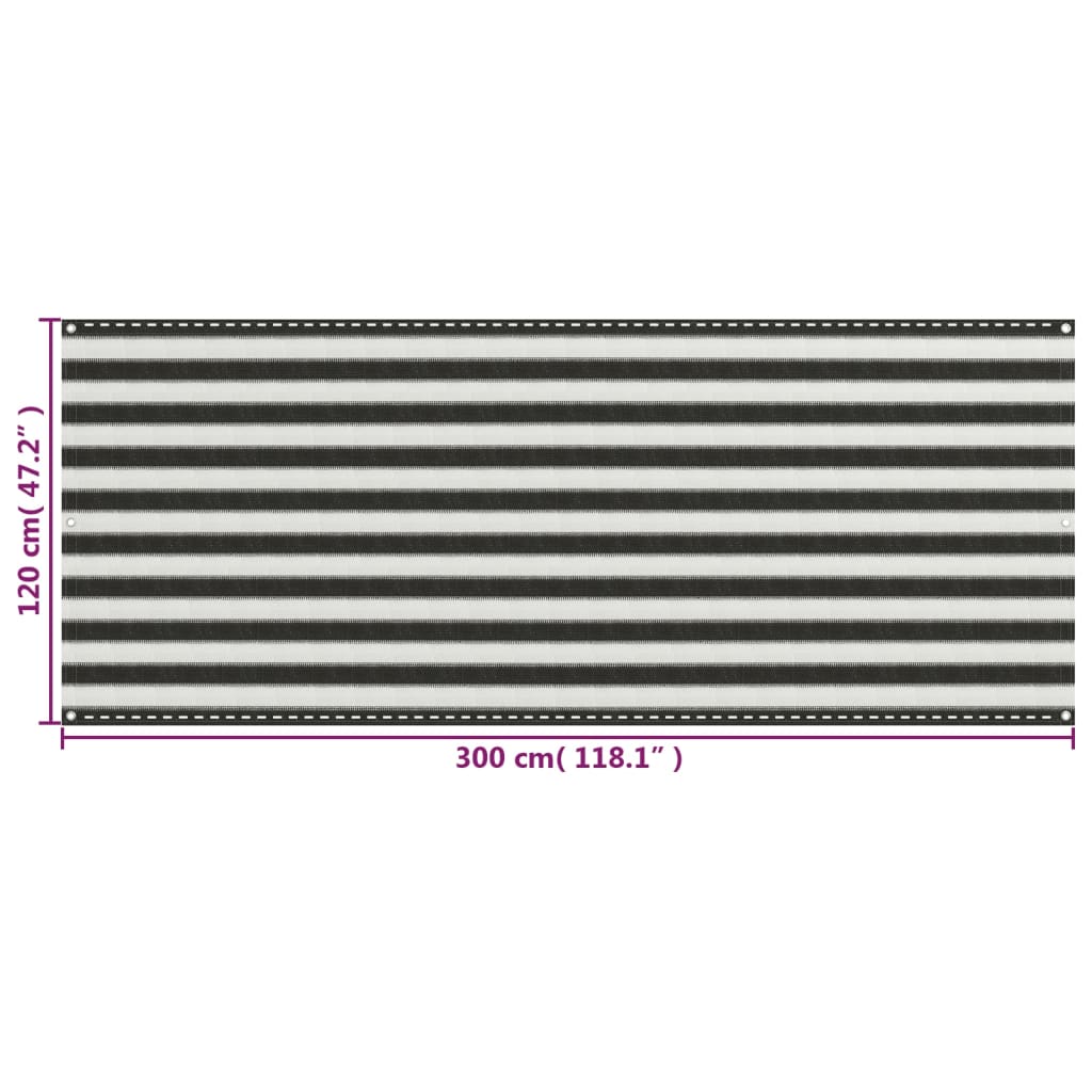 Balkonscherm 120x300 cm HDPE antracietkleurig en wit is nu te koop bij PeponiXL, paradijselijk wonen!