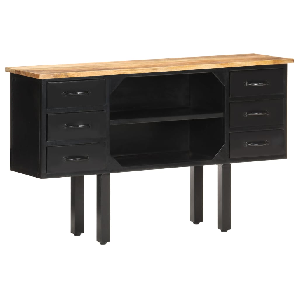 Dressoir 110x30x65 cm massief ruw mangohout en staal is nu te koop bij PeponiXL, paradijselijk wonen!