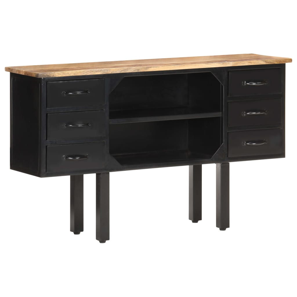 Dressoir 110x30x65 cm massief ruw mangohout en staal is nu te koop bij PeponiXL, paradijselijk wonen!