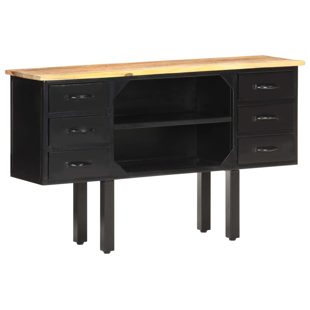 Dressoir 110x30x65 cm massief ruw mangohout en staal is nu te koop bij PeponiXL, paradijselijk wonen!