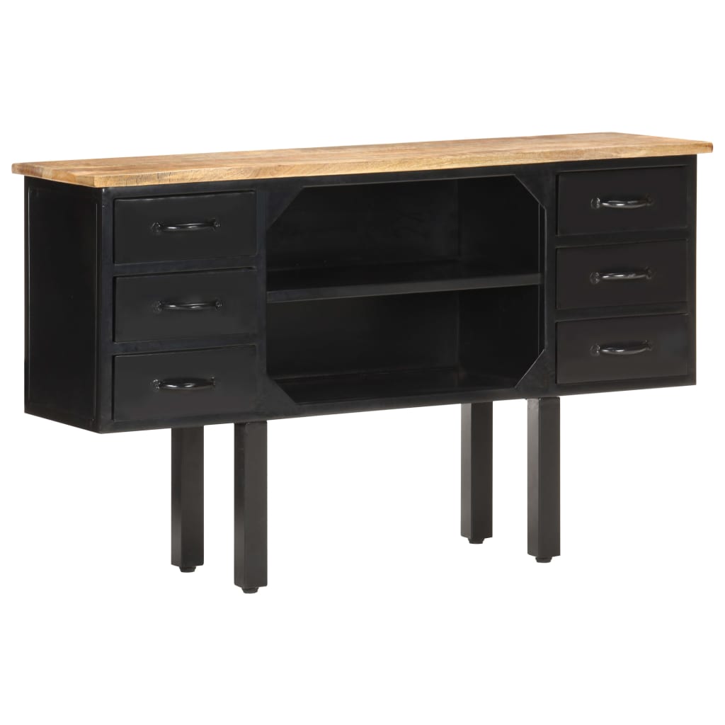 Dressoir 110x30x65 cm massief ruw mangohout en staal is nu te koop bij PeponiXL, paradijselijk wonen!
