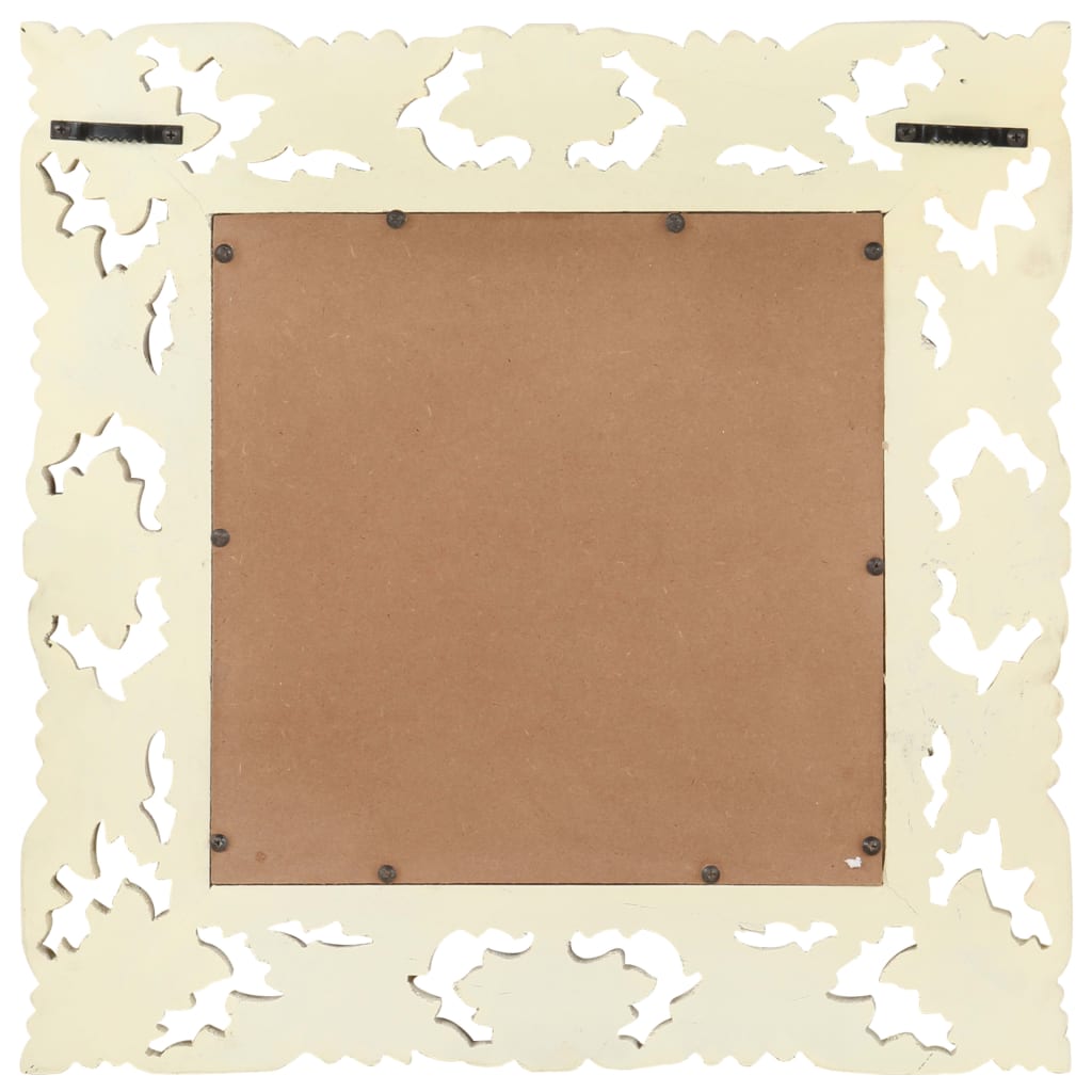 Spiegel handgesneden 50x50 cm massief mangohout wit is nu te koop bij PeponiXL, paradijselijk wonen!