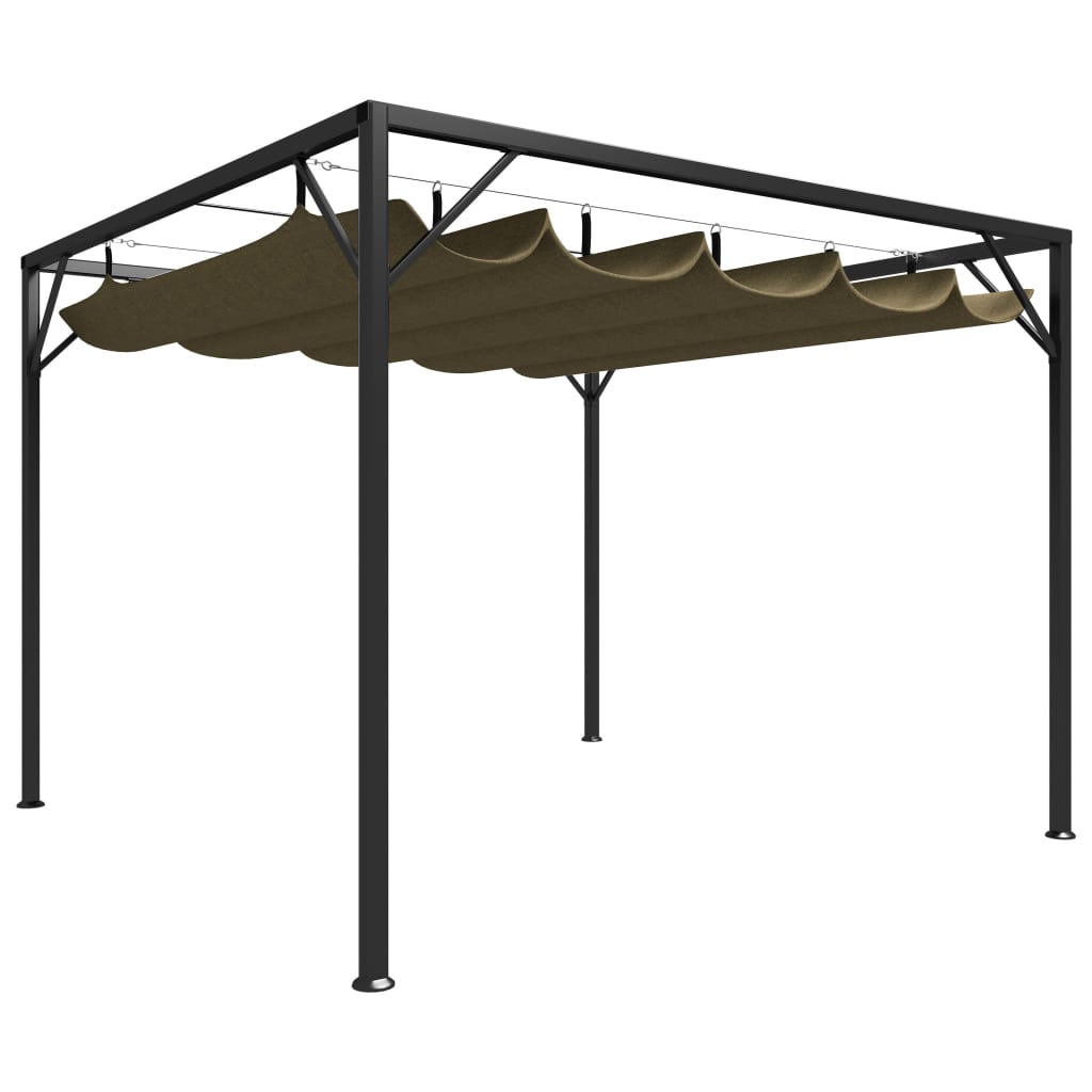 Tuinprieel met uittrekbaar dak 180 g/m² 3x3 m taupe is nu te koop bij PeponiXL, paradijselijk wonen!