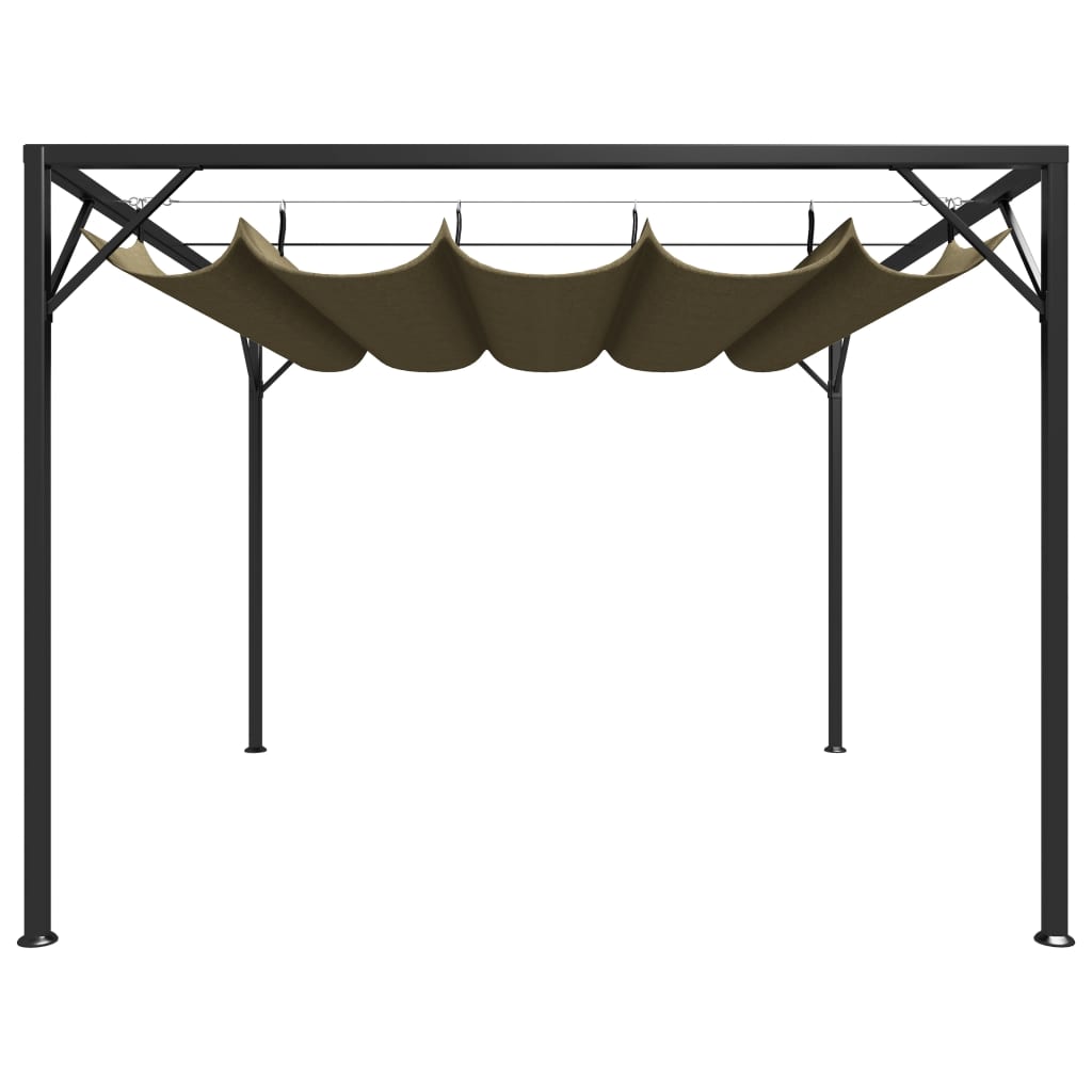 Tuinprieel met uittrekbaar dak 180 g/m² 3x3 m taupe is nu te koop bij PeponiXL, paradijselijk wonen!