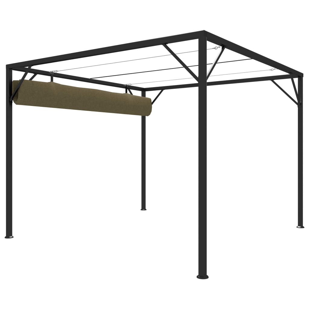 Tuinprieel met uittrekbaar dak 180 g/m² 3x3 m taupe is nu te koop bij PeponiXL, paradijselijk wonen!