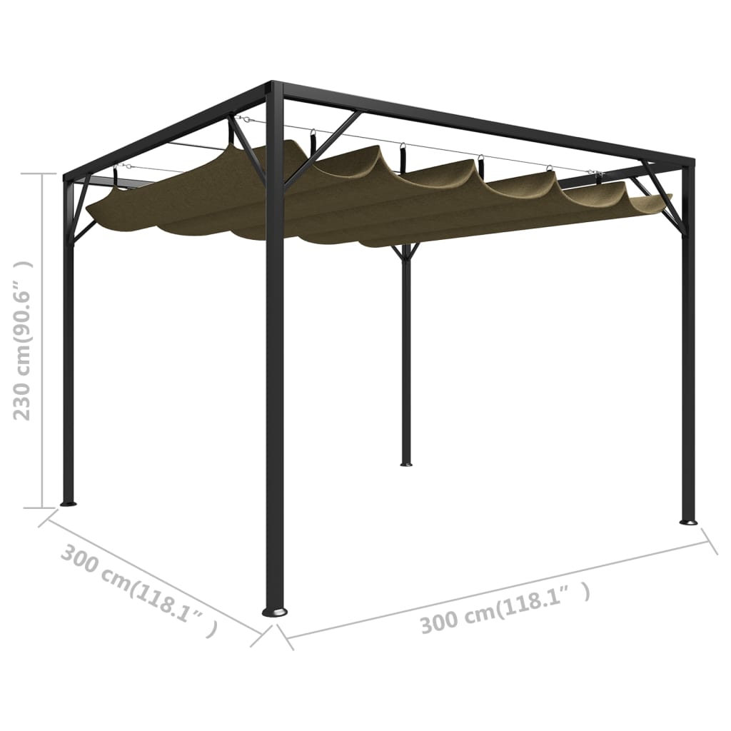 Tuinprieel met uittrekbaar dak 180 g/m² 3x3 m taupe is nu te koop bij PeponiXL, paradijselijk wonen!