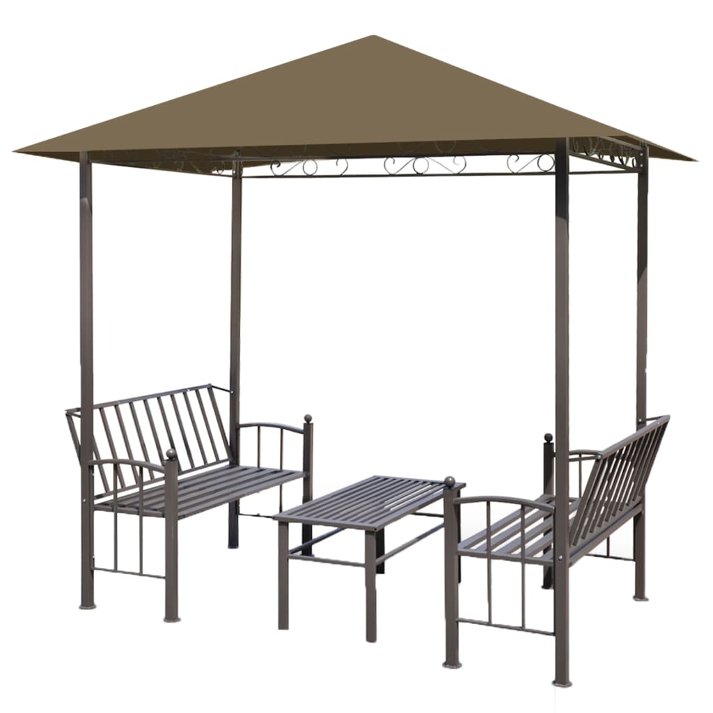 Tuinpaviljoen met tafel en bankjes 180 g/m² 2,5x1,5x2,4 m taupe is nu te koop bij PeponiXL, paradijselijk wonen!