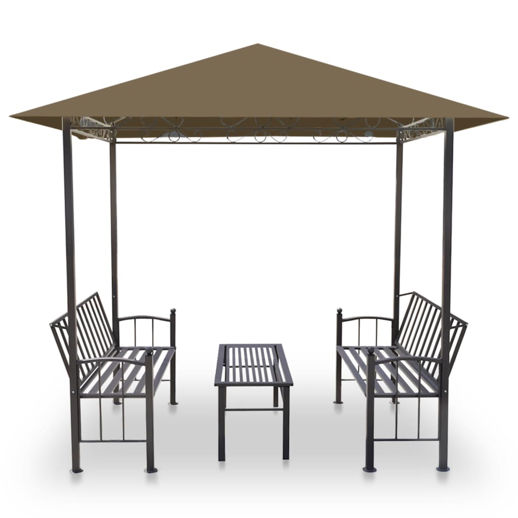 Tuinpaviljoen met tafel en bankjes 180 g/m² 2,5x1,5x2,4 m taupe is nu te koop bij PeponiXL, paradijselijk wonen!