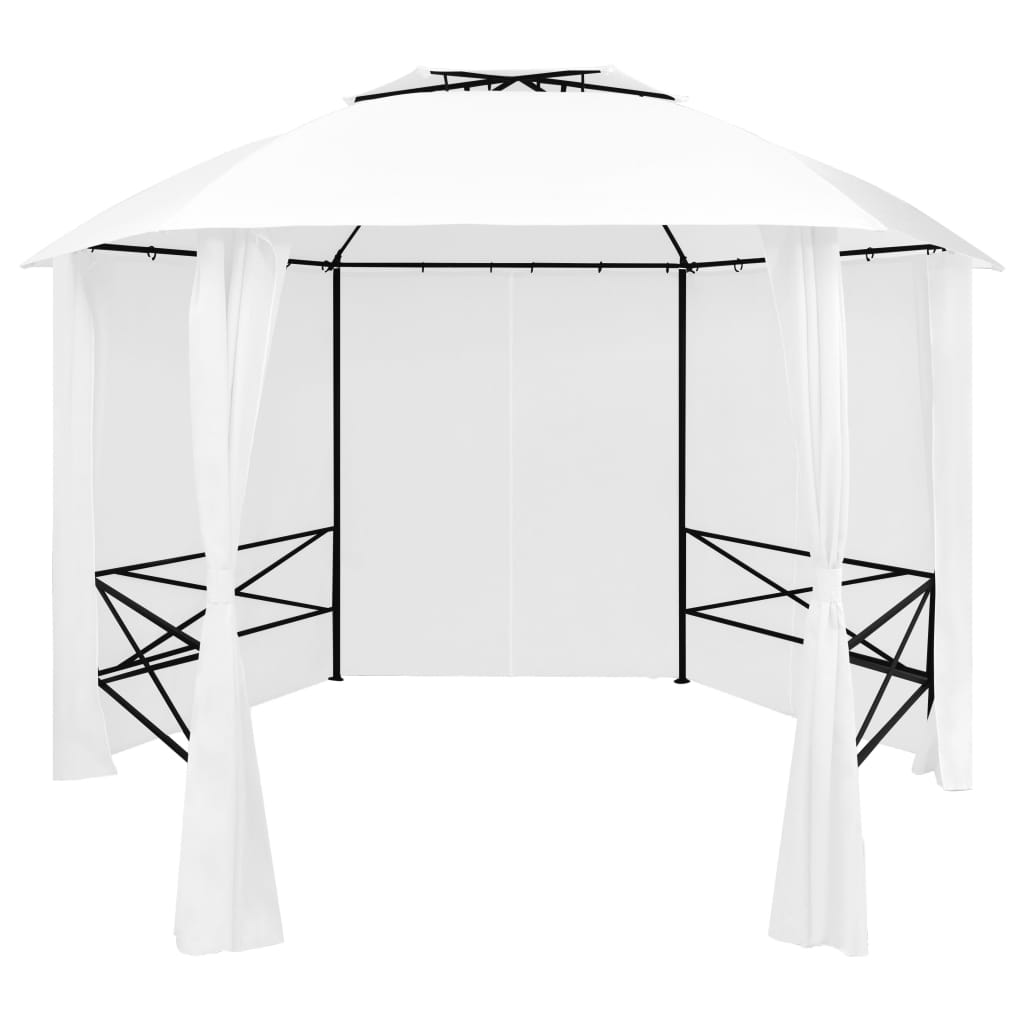 Tuinpaviljoen met gordijnen 180 g/m² 360x312x265 cm wit is nu te koop bij PeponiXL, paradijselijk wonen!