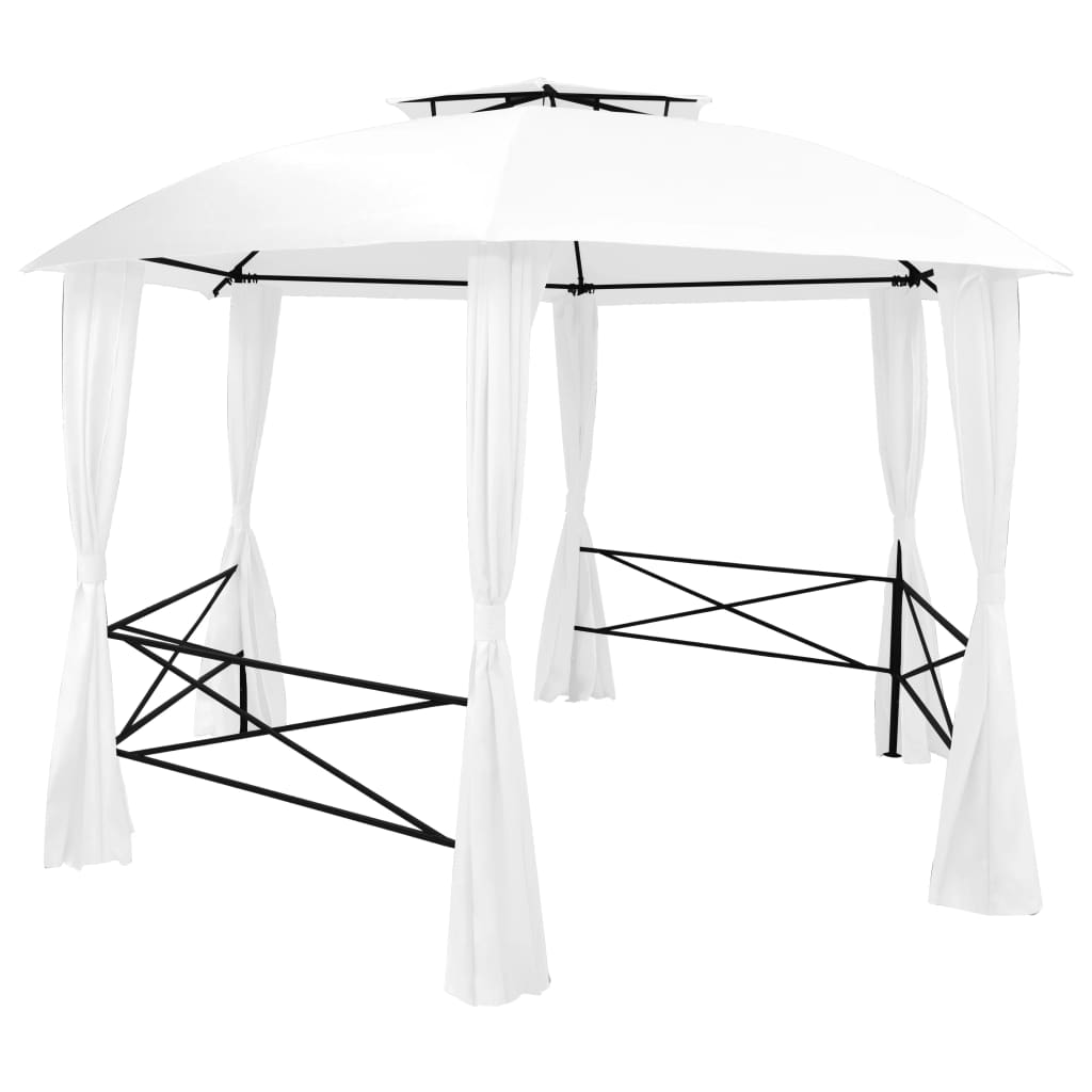 Tuinpaviljoen met gordijnen 180 g/m² 360x312x265 cm wit is nu te koop bij PeponiXL, paradijselijk wonen!