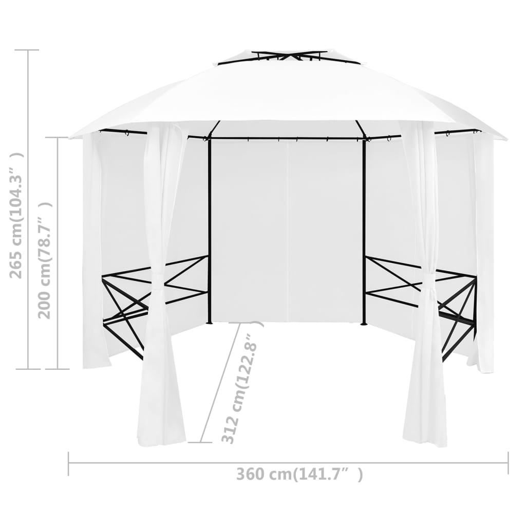 Tuinpaviljoen met gordijnen 180 g/m² 360x312x265 cm wit is nu te koop bij PeponiXL, paradijselijk wonen!