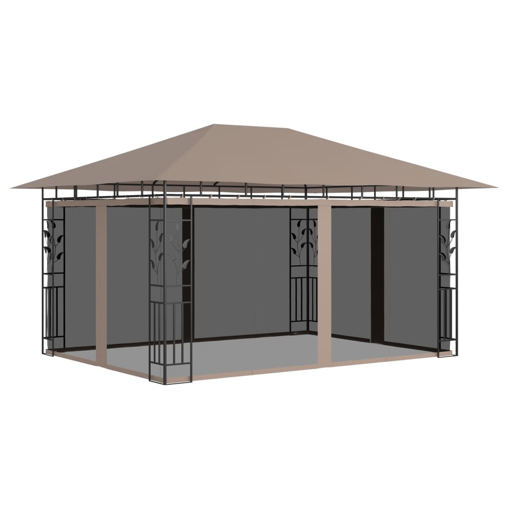 Prieel met klamboe 180 g/m² 4x3x2,73 m taupe is nu te koop bij PeponiXL, paradijselijk wonen!