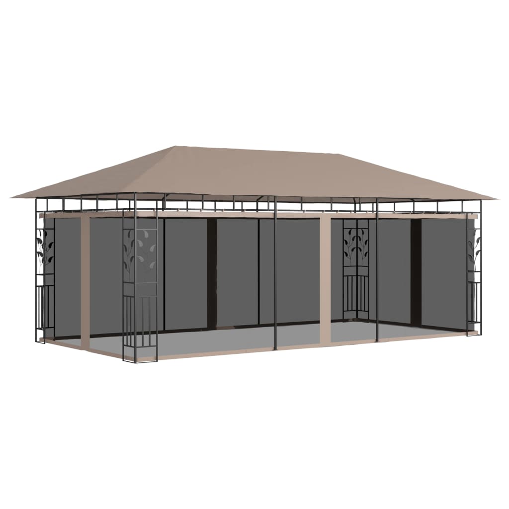 Prieel met klamboe 180 g/m² 6x3x2,73 m taupe is nu te koop bij PeponiXL, paradijselijk wonen!