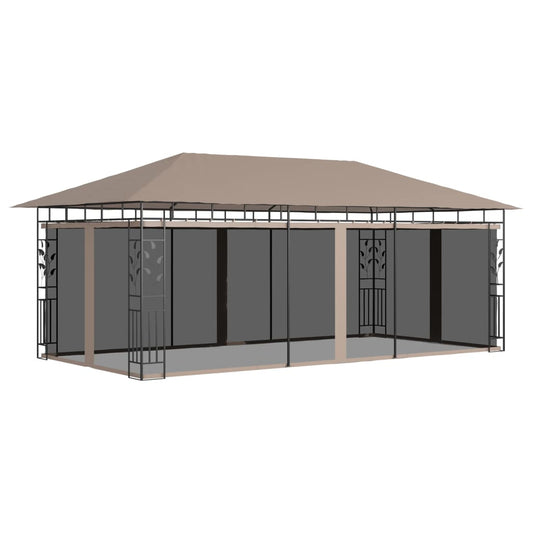 Prieel met klamboe 180 g/m² 6x3x2,73 m taupe is nu te koop bij PeponiXL, paradijselijk wonen!