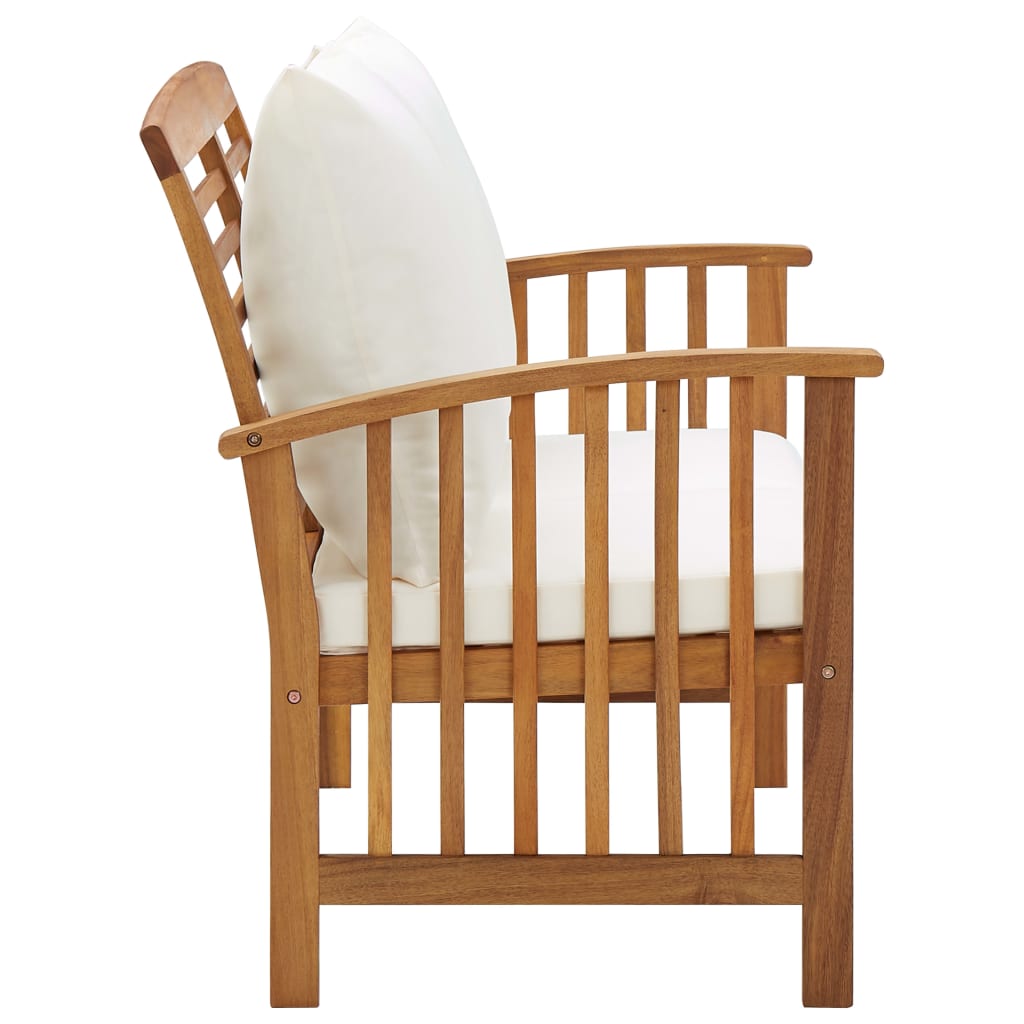 Tuinbank met kussens 119 cm massief acaciahout is nu te koop bij PeponiXL, paradijselijk wonen!