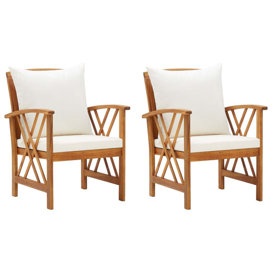 Tuinstoelen 2 st met kussens massief acaciahout is nu te koop bij PeponiXL, paradijselijk wonen!