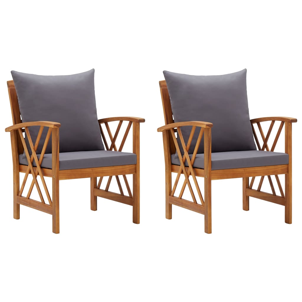 Tuinstoelen 2 st met kussens massief acaciahout is nu te koop bij PeponiXL, paradijselijk wonen!