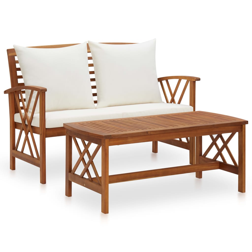 2-delige Loungeset met kussens massief acaciahout is nu te koop bij PeponiXL, paradijselijk wonen!